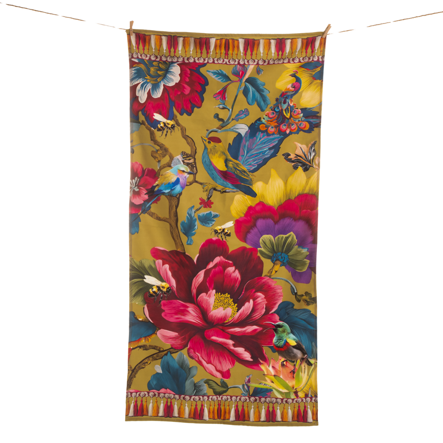 Birds On Mustard Yellow - Guest Bathroom Towel