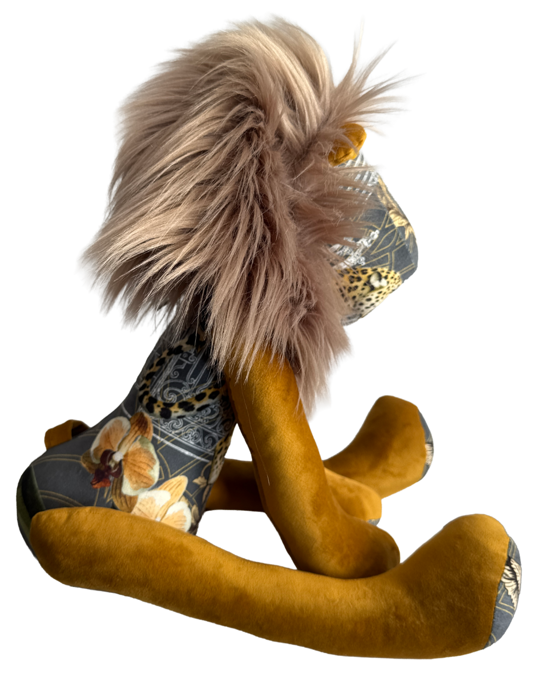 Handmade Lion - Crimson Orchard Leopards (Gold Velvet) - Hannah Claire Creations
