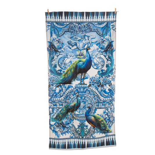 Peacock On Blue- Guest Bathroom Towel