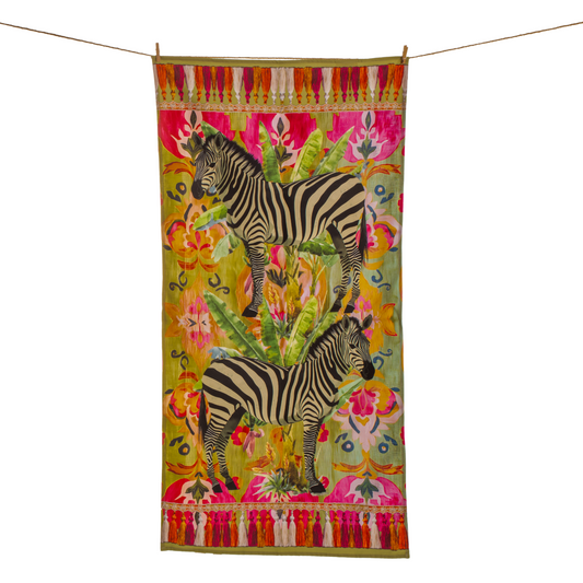 Zebras On Ikat - Guest Bathroom Towel