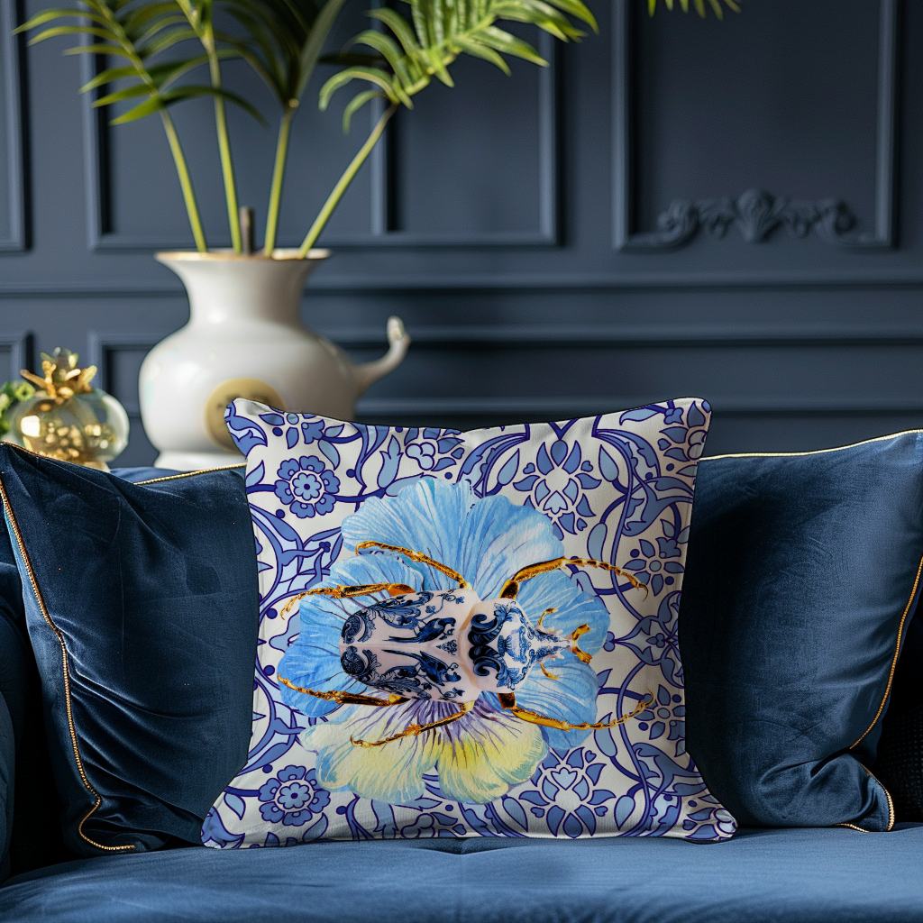 Blue & White Scarab - Hannah Claire Creations