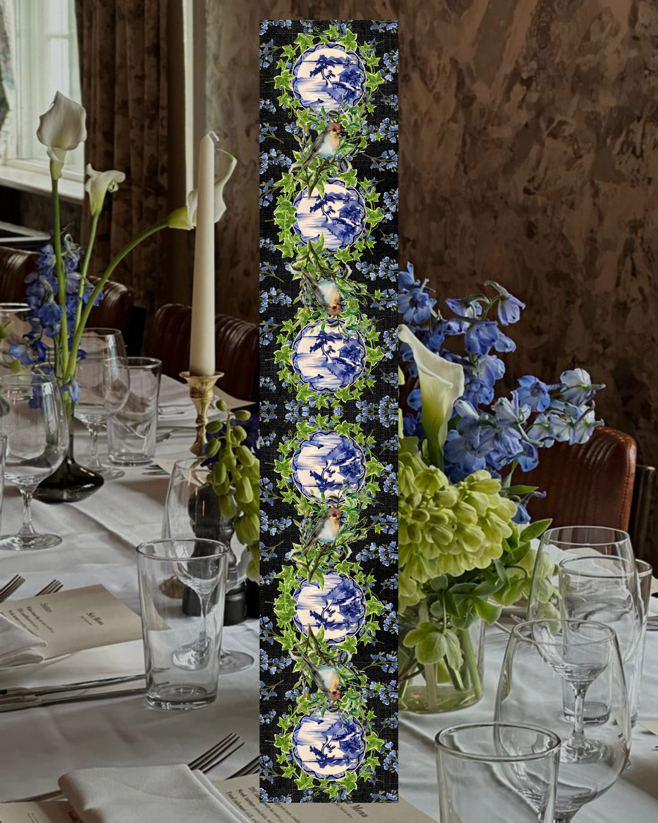 Table Runner - Birds & Plates - Hannah Claire Creations