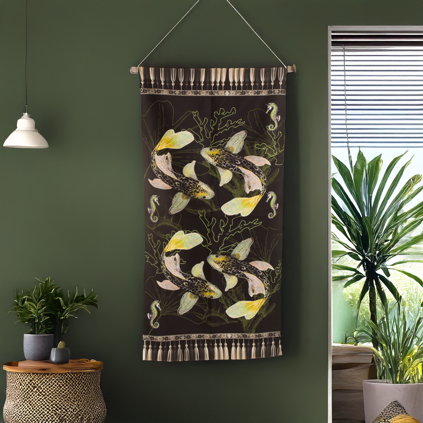 Black & Green Koi - Guest Bathroom Towel