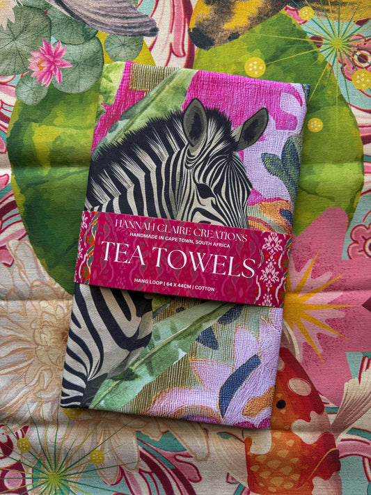 Zebra On Linen Look - Tea Towel