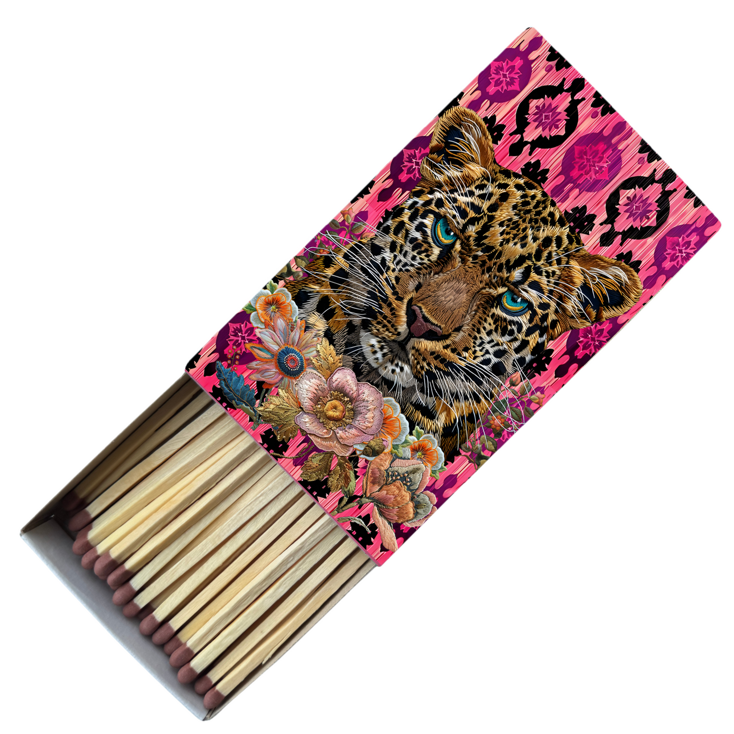 Safety Match Box - Leopard On Pink - Hannah Claire Creations