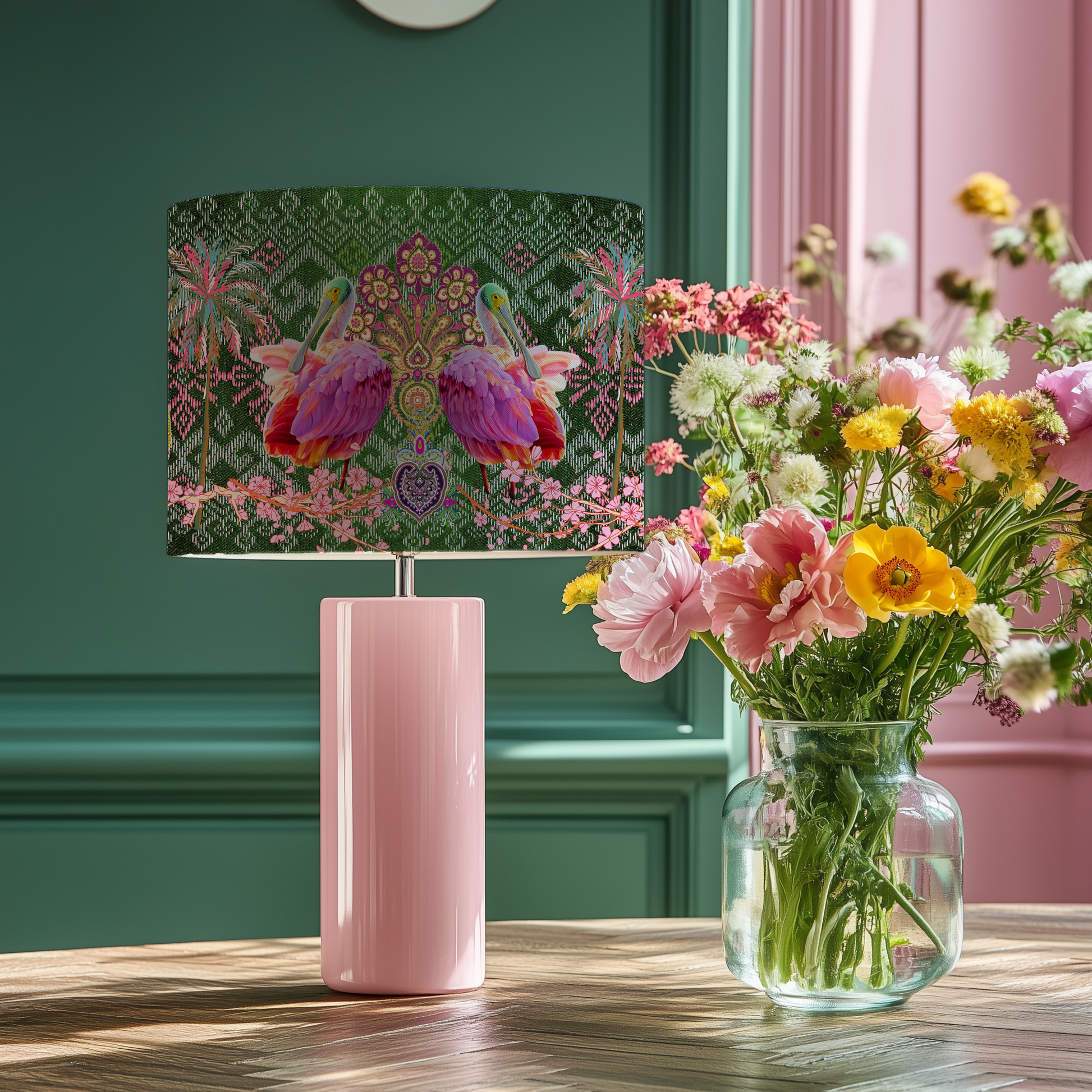 Mirrored Spoonbill Lampshade - Hannah Claire Creations