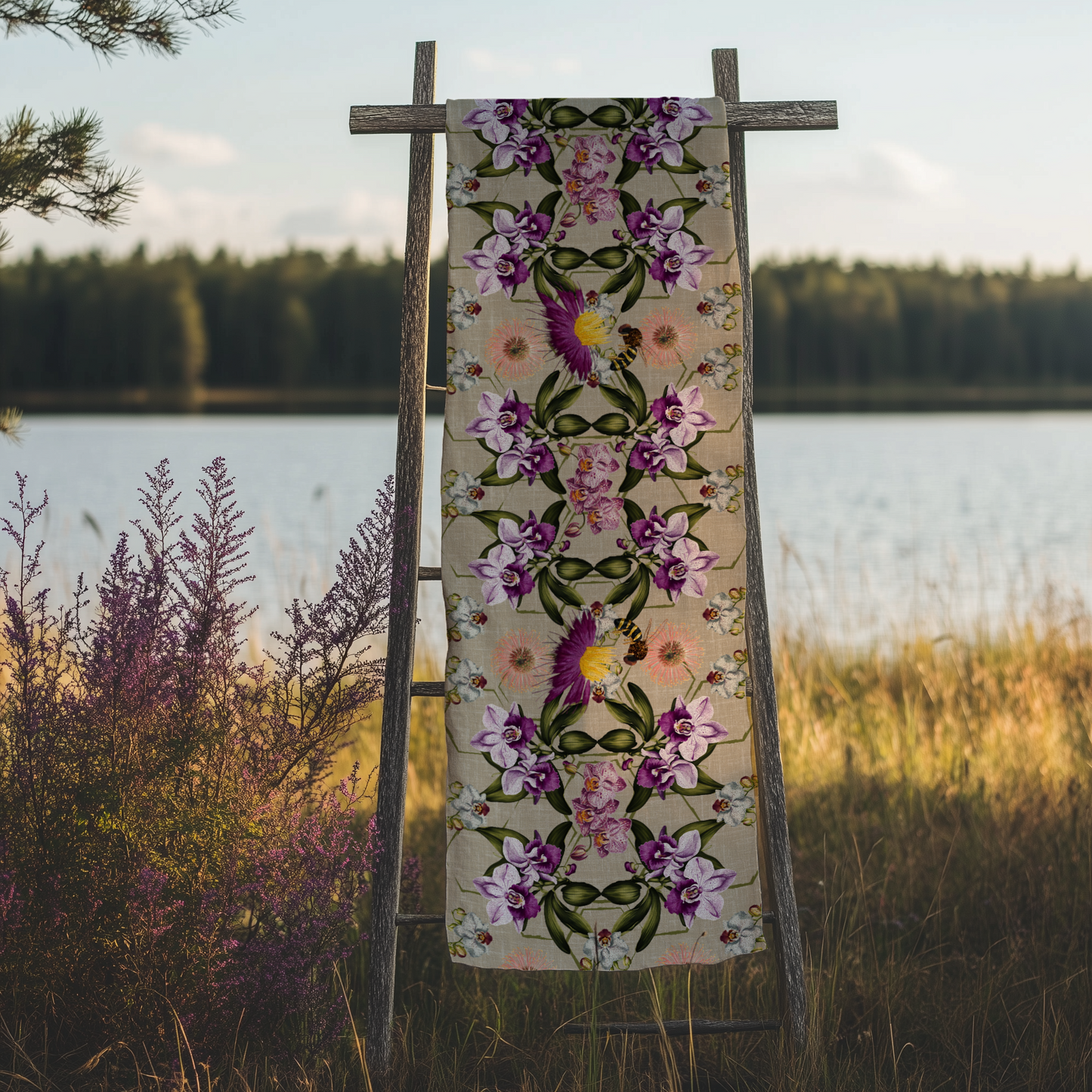 Table Runner - Purple Orchids