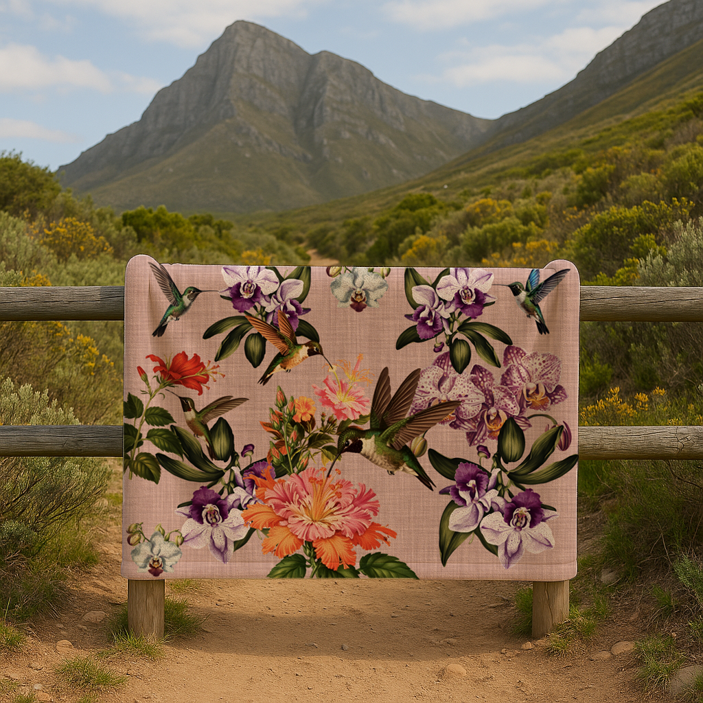 Orchids & Hummingbirds On Pink - Fleece Blanket