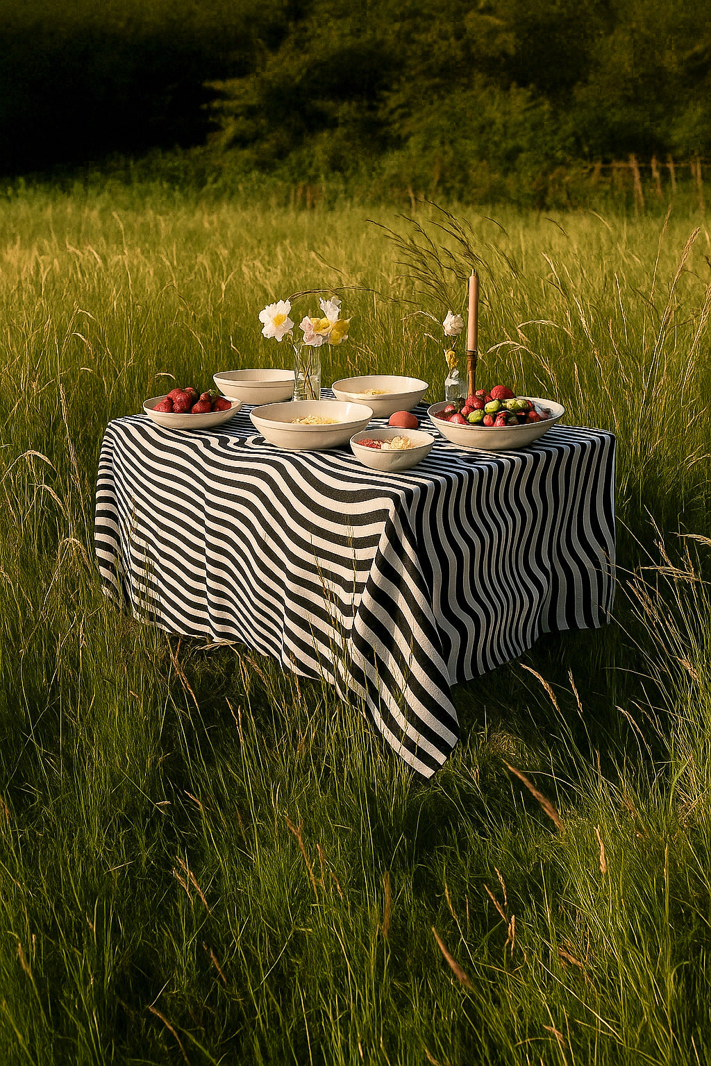 Table Cloth - Rhythm In Black & White