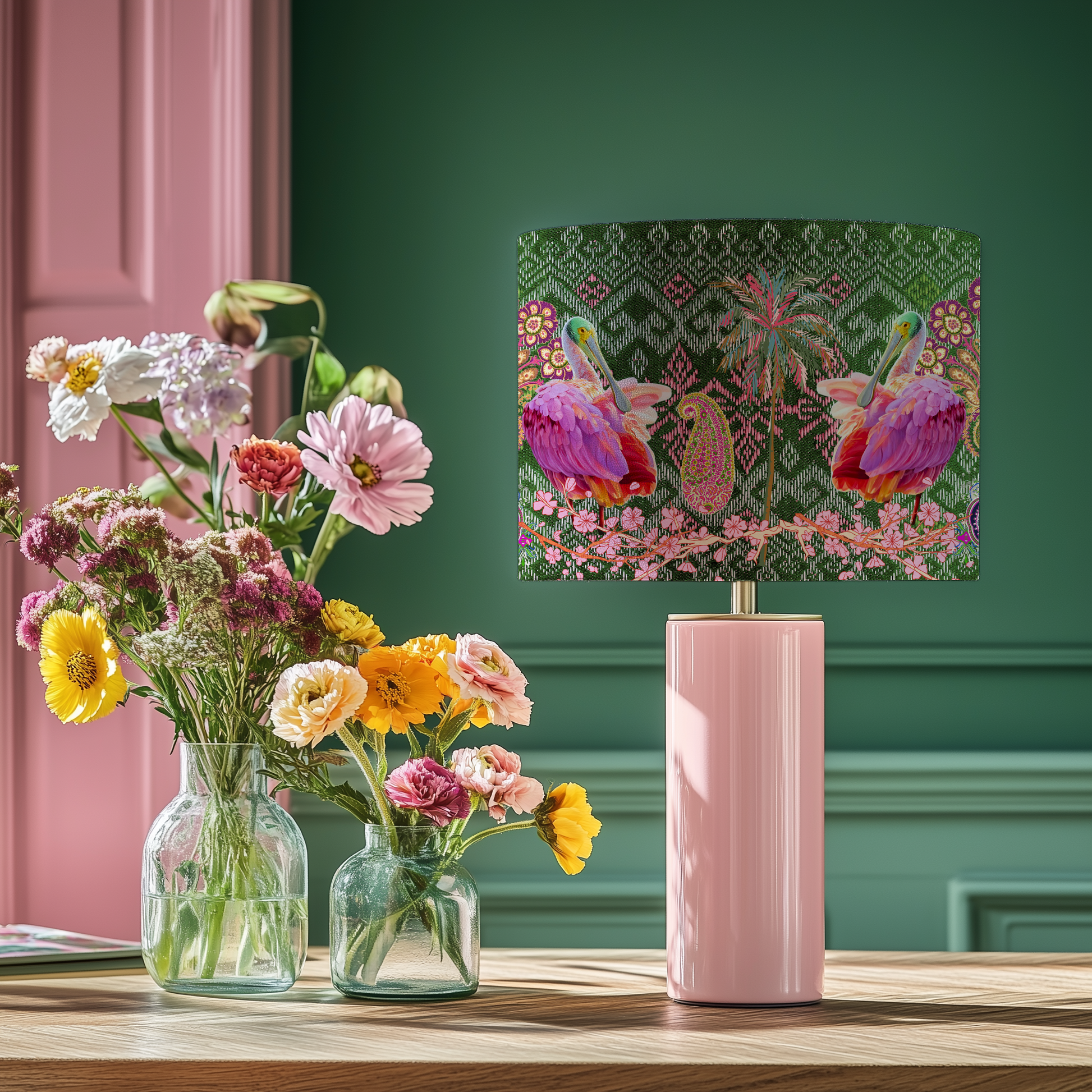 Mirrored Spoonbill Lampshade - Hannah Claire Creations