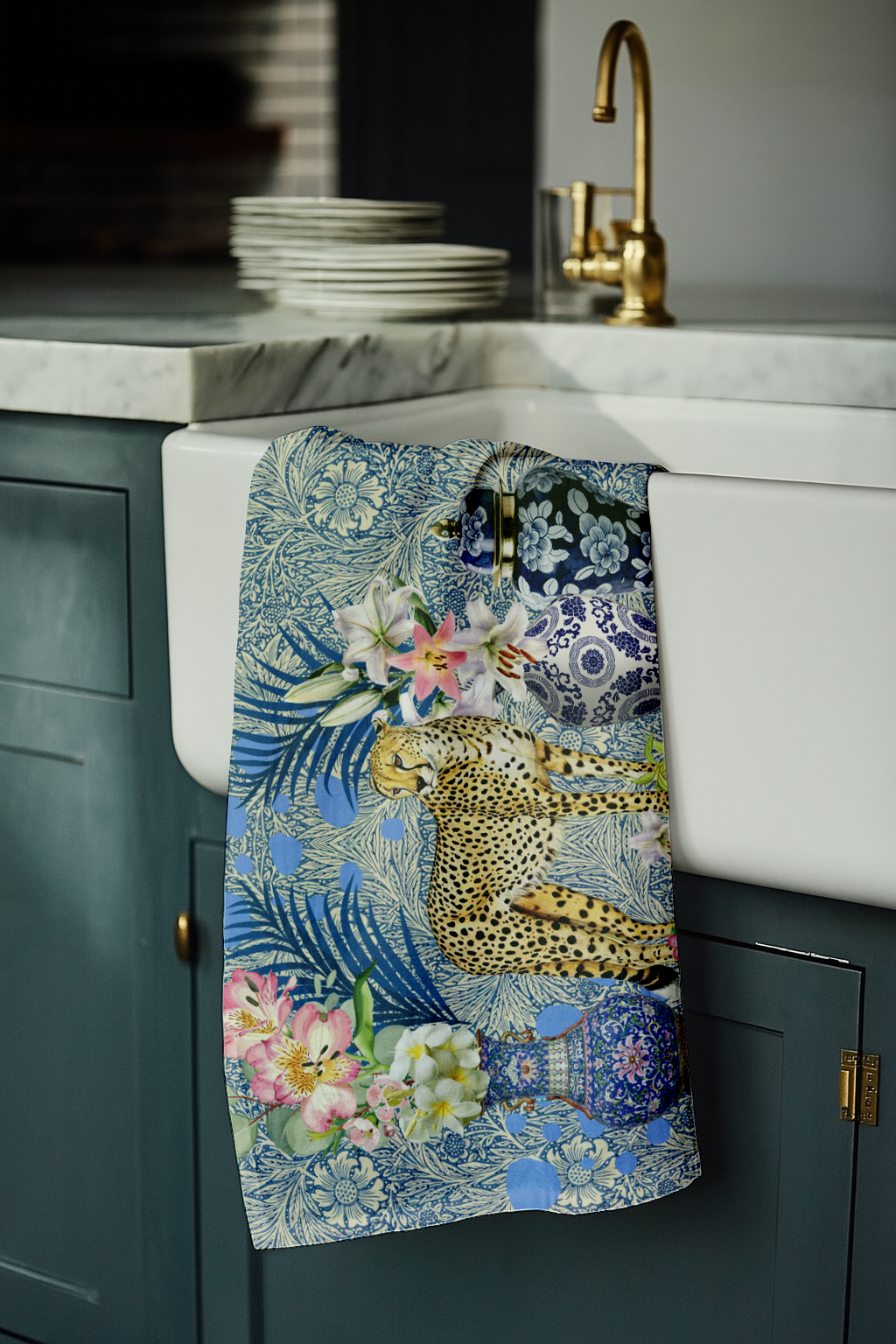 Palms & Cheetah - Tea Towel