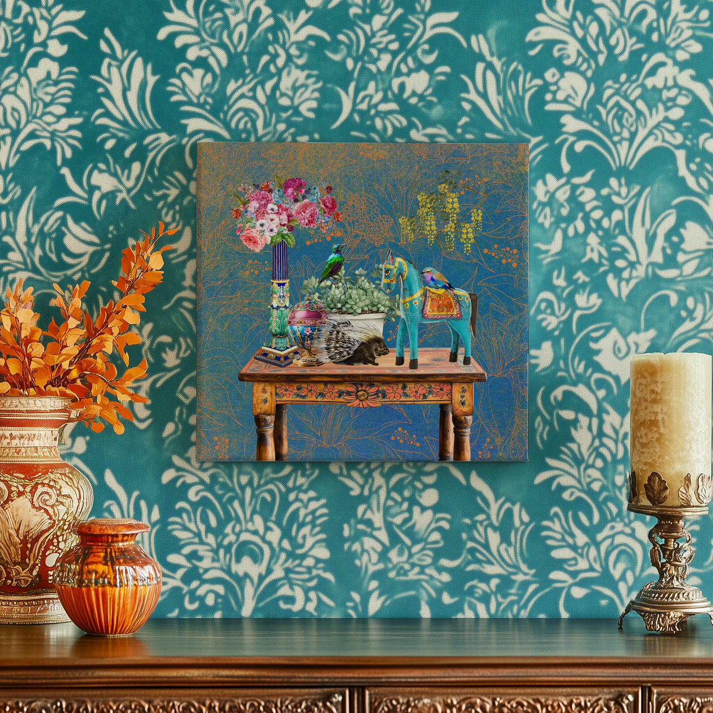 Stretched Velvet Print - Serenade in Blue