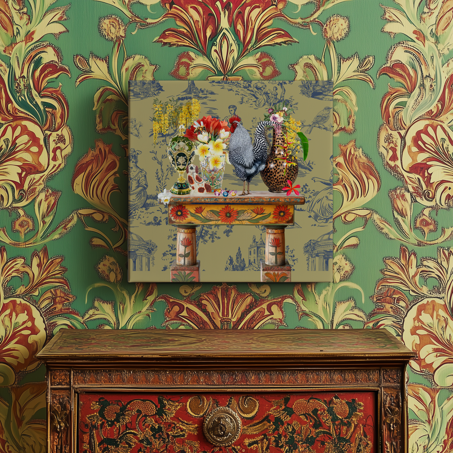 Stretched Velvet Print - Eclectic Still Life