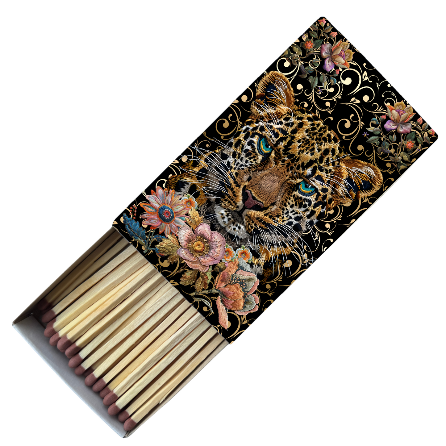 Safety Match Box - Leopard On Black - Hannah Claire Creations