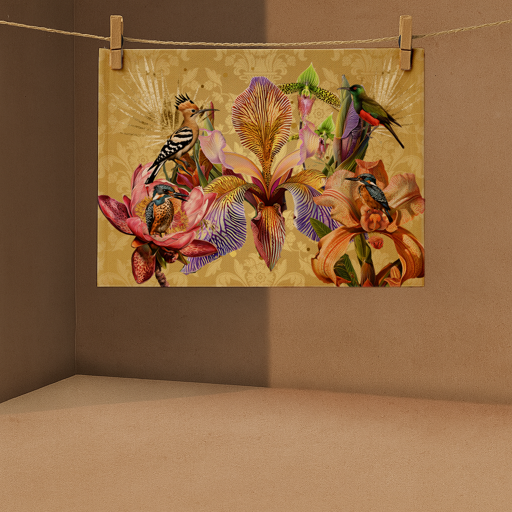 Birds & Iris - Tea Towel