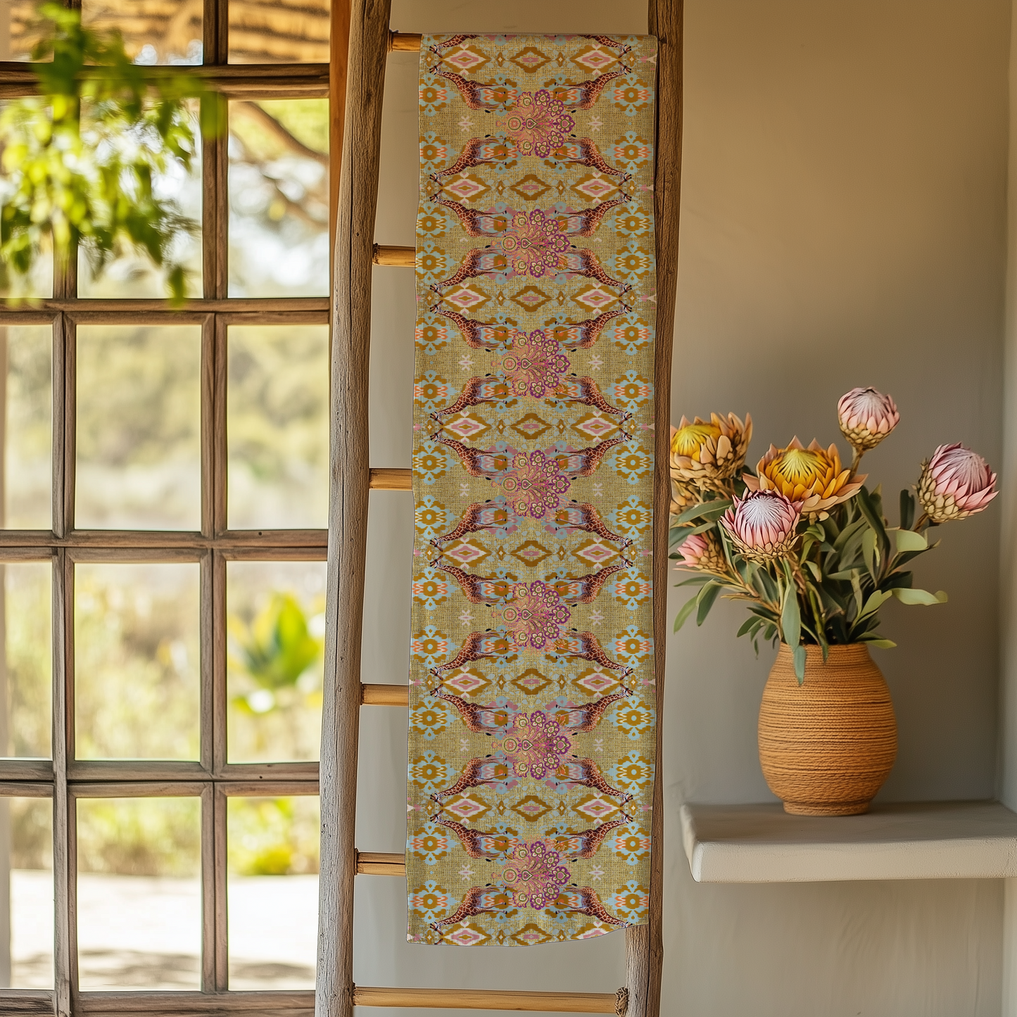 Table Runner - Giraffe On Ikat
