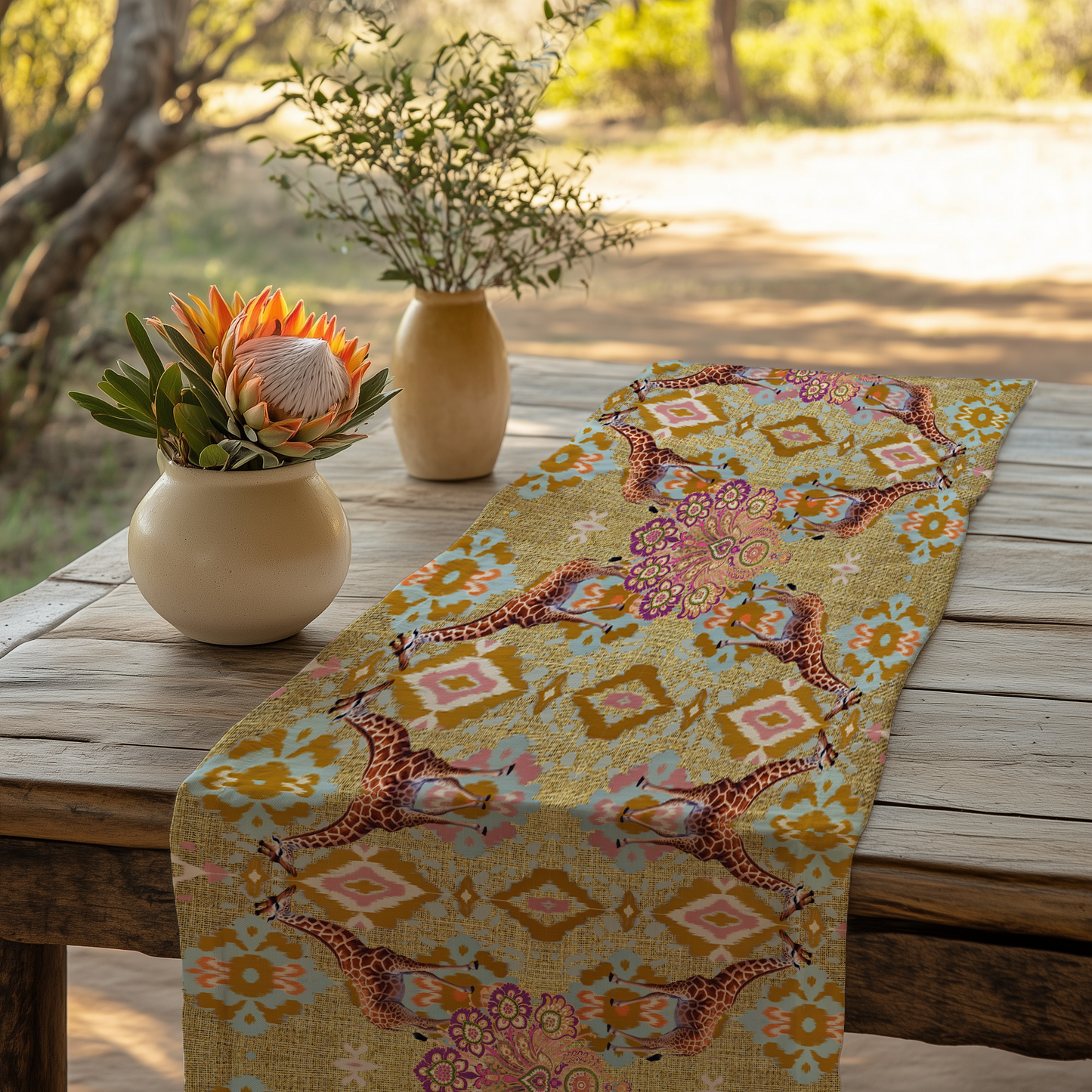 Table Runner - Giraffe On Ikat