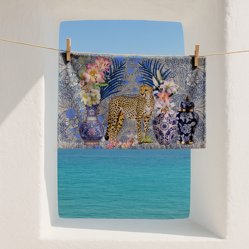Palms & Cheetah - Tea Towel