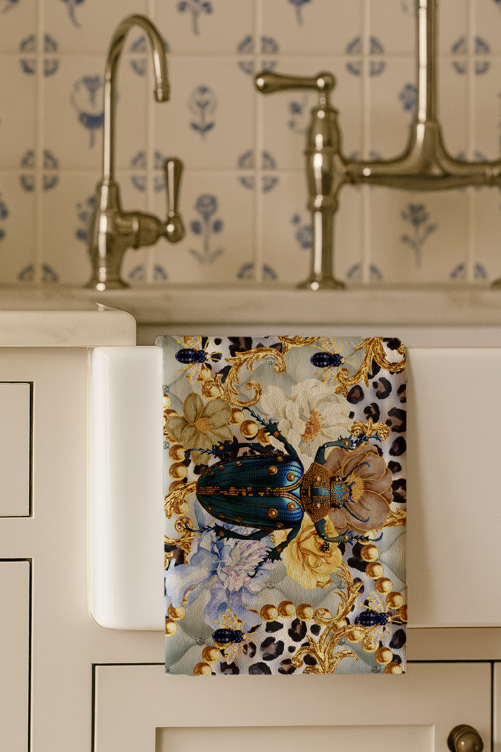 Blue And Gold Scarab - Tea Towel