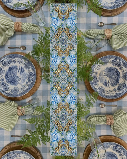 Table Runner - Zebras On Blue - Hannah Claire Creations