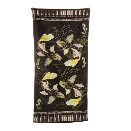 Black & Green Koi - Guest Bathroom Towel