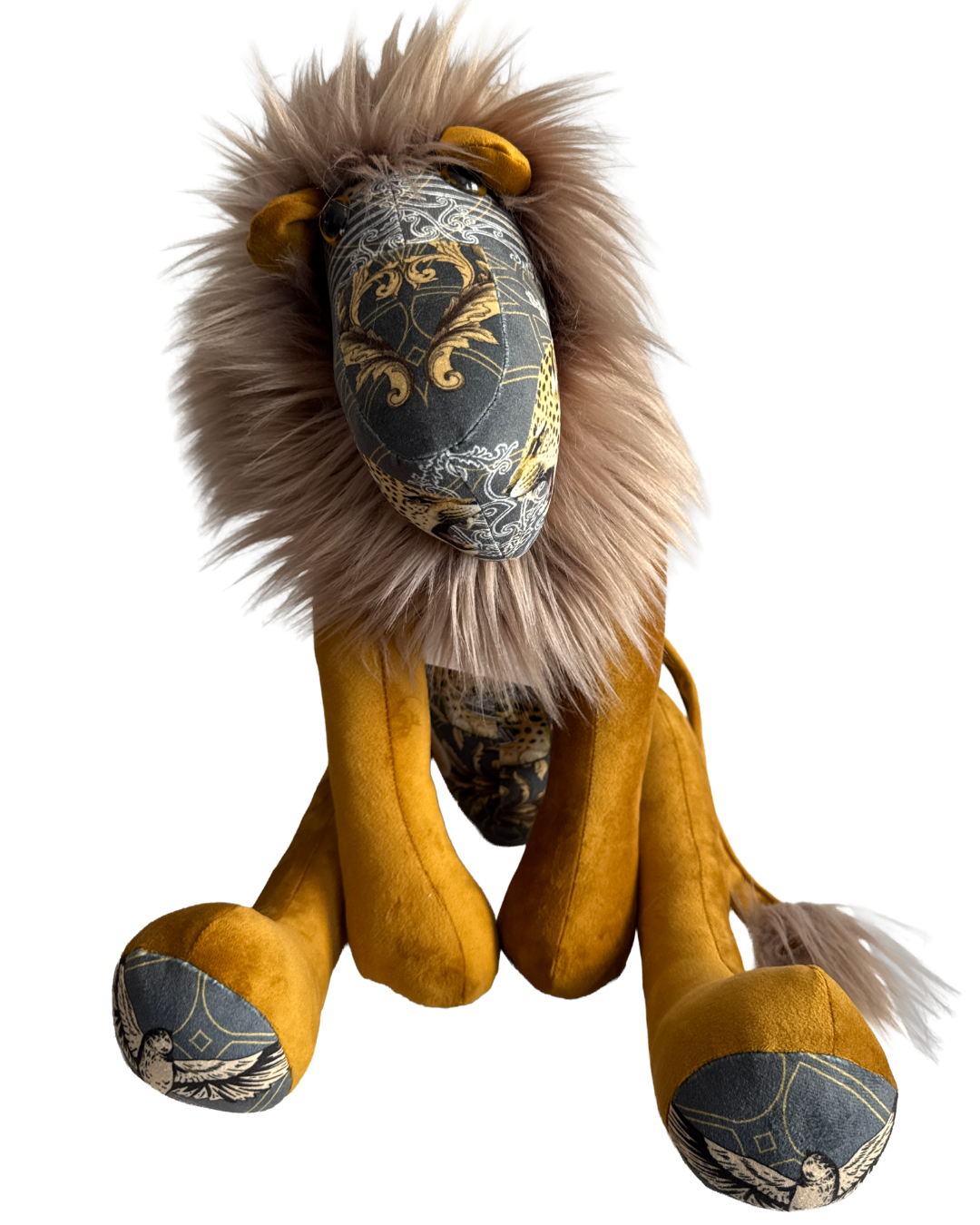 Handmade Lion - Crimson Orchard Leopards (Gold Velvet) - Hannah Claire Creations