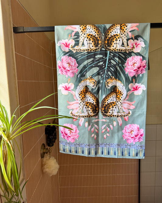 Leopard and Peonies - Guest Bathroom Towel