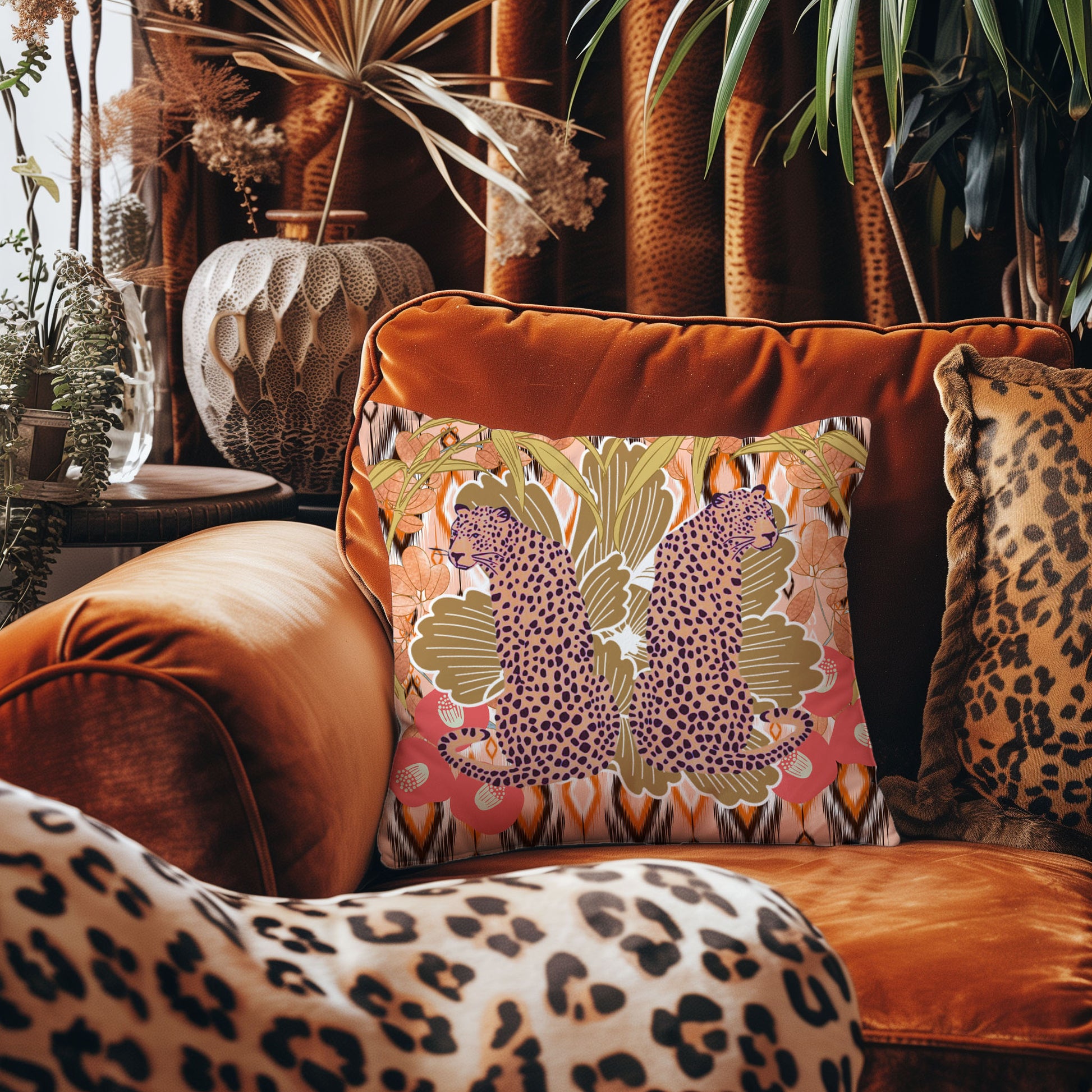 Leopards On Ikat - Hannah Claire Creations