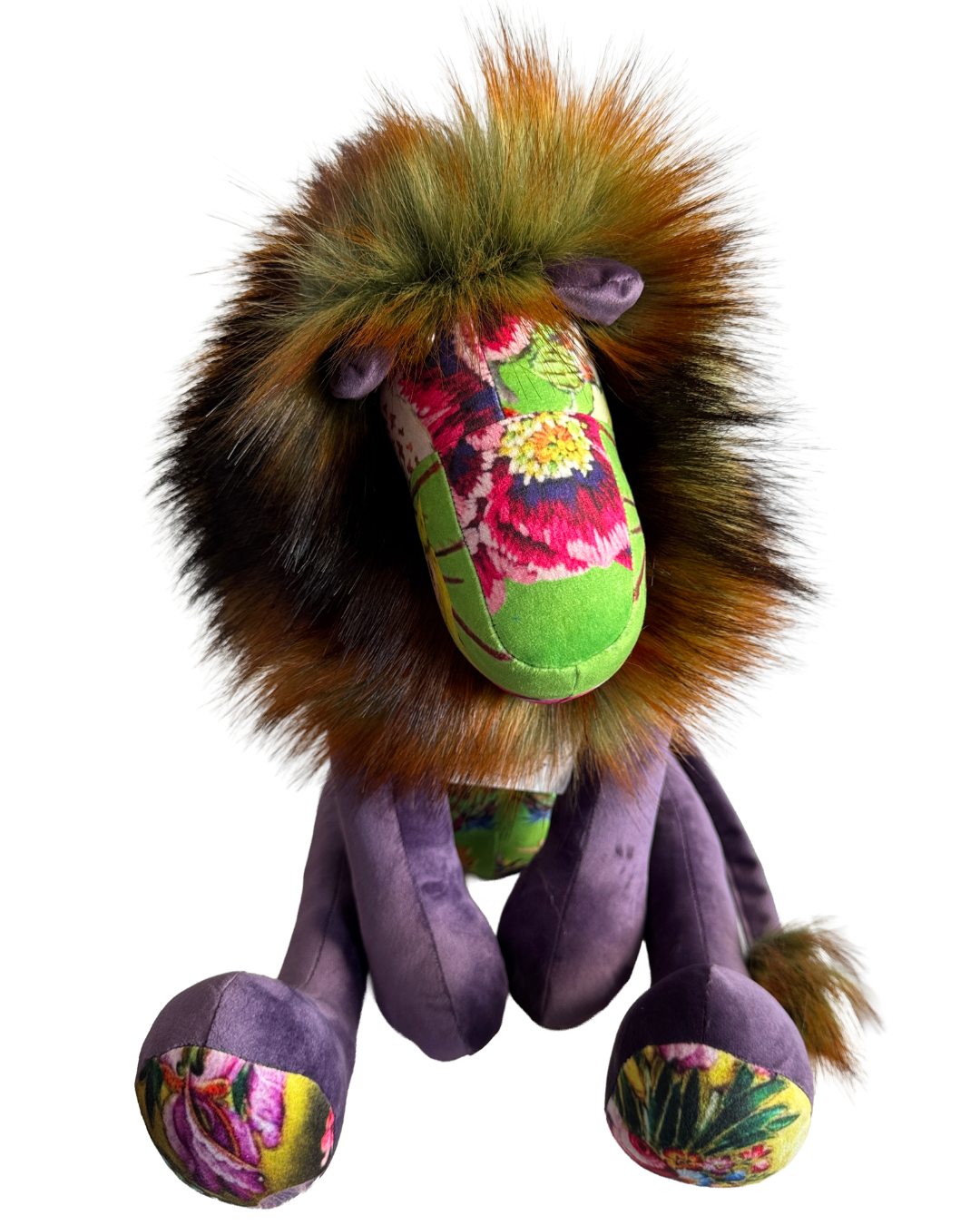 Handmade Lion - Pink & Green Bee (Purple Velvet) - Hannah Claire Creations