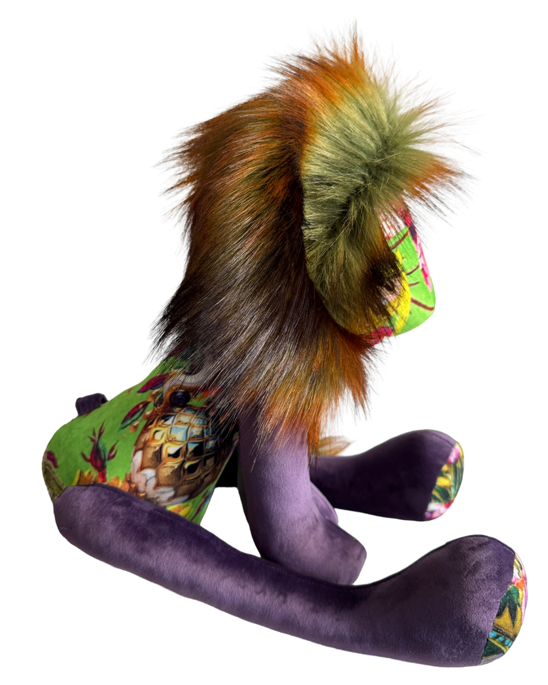 Handmade Lion - Pink & Green Bee (Purple Velvet) - Hannah Claire Creations