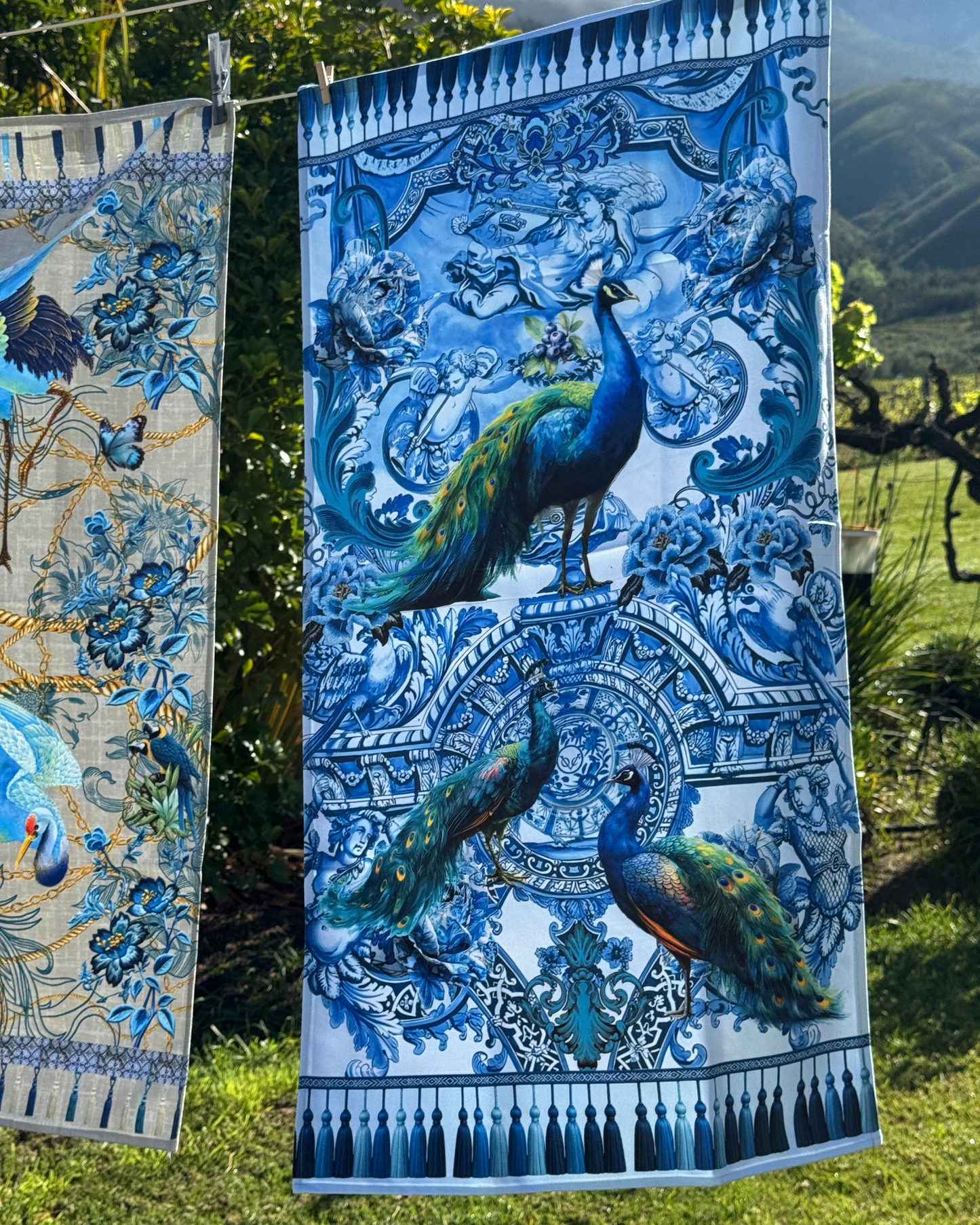 Peacock On Blue- Guest Bathroom Towel