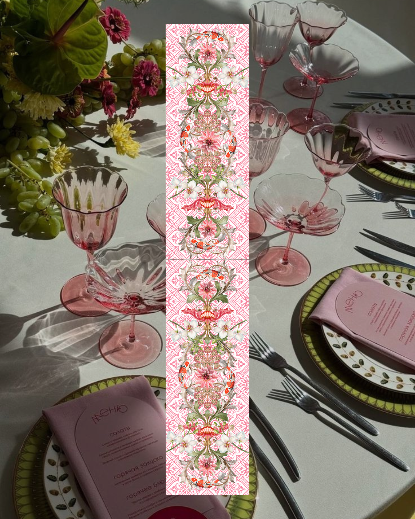 Table Runner - Pink Koi - Hannah Claire Creations