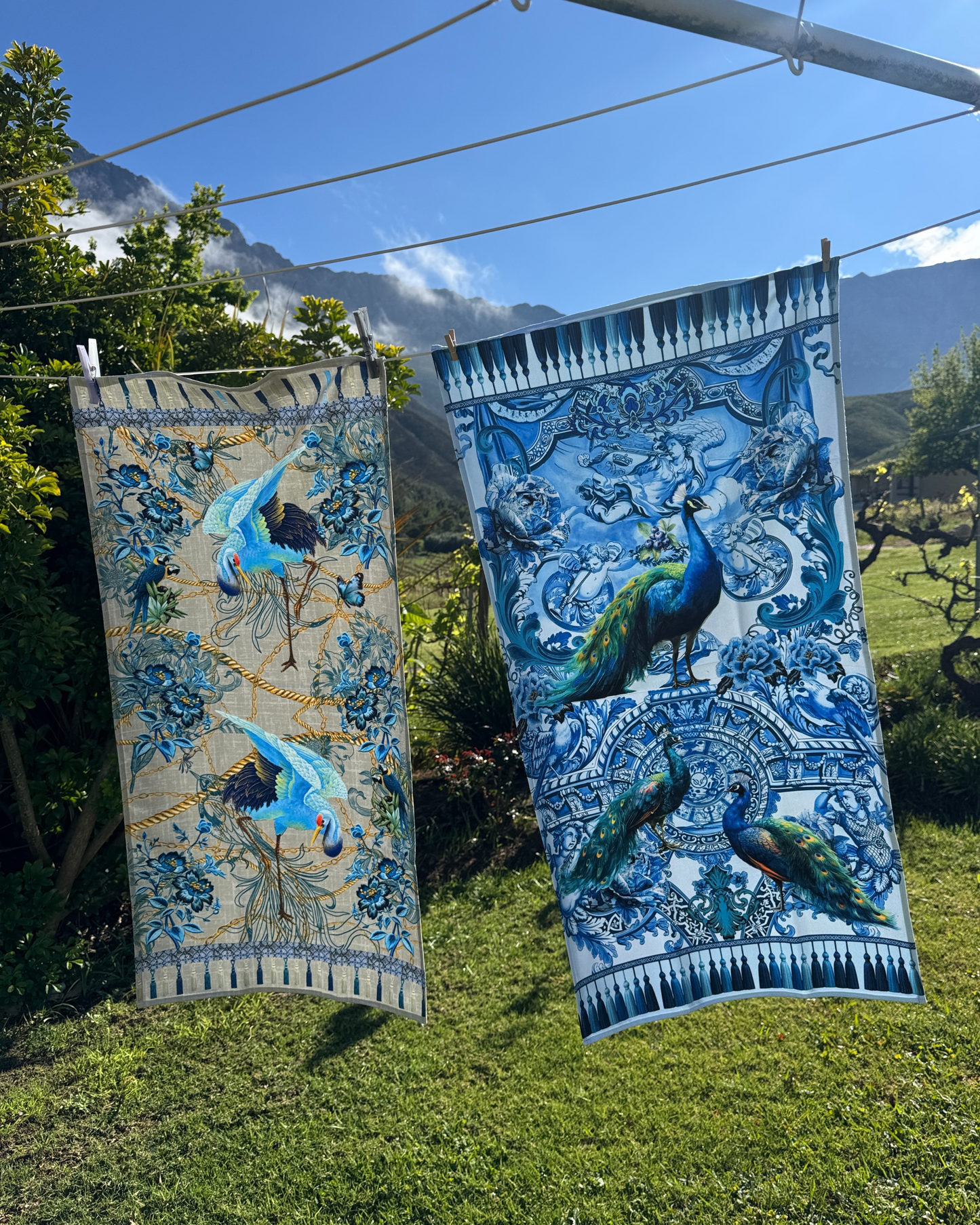 Peacock On Blue- Guest Bathroom Towel