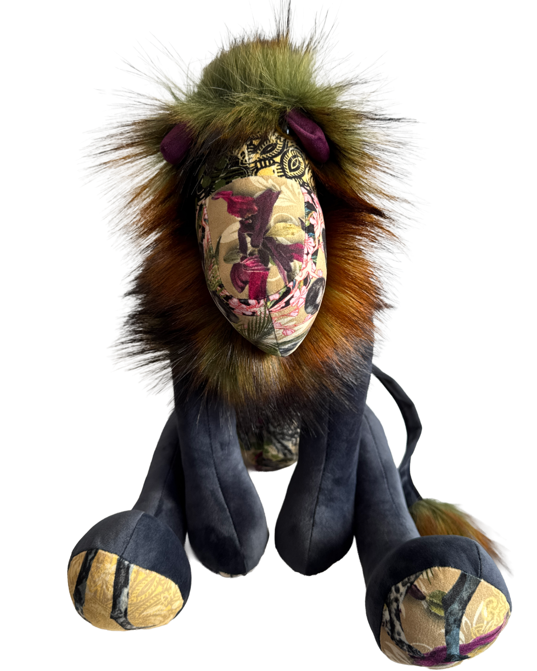 Handmade Lion - Hello Africa Wild Dog (Grey Velvet) - Hannah Claire Creations