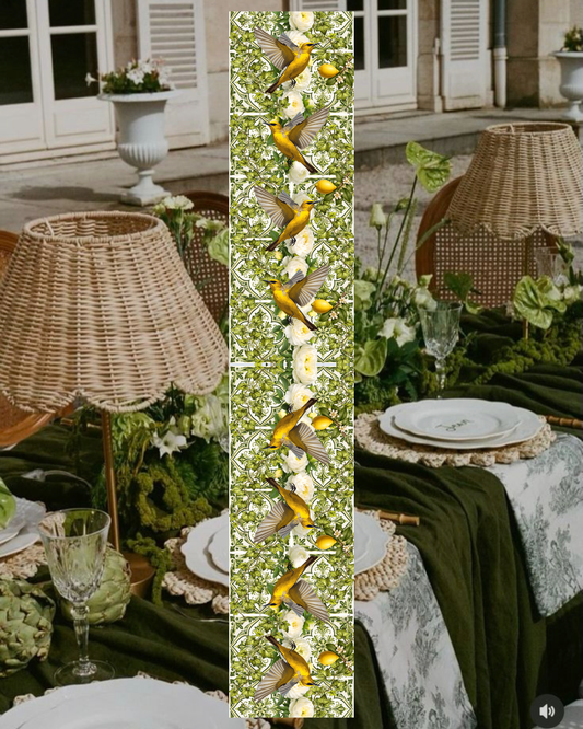 Table Runner - Birds & Lemons - Hannah Claire Creations
