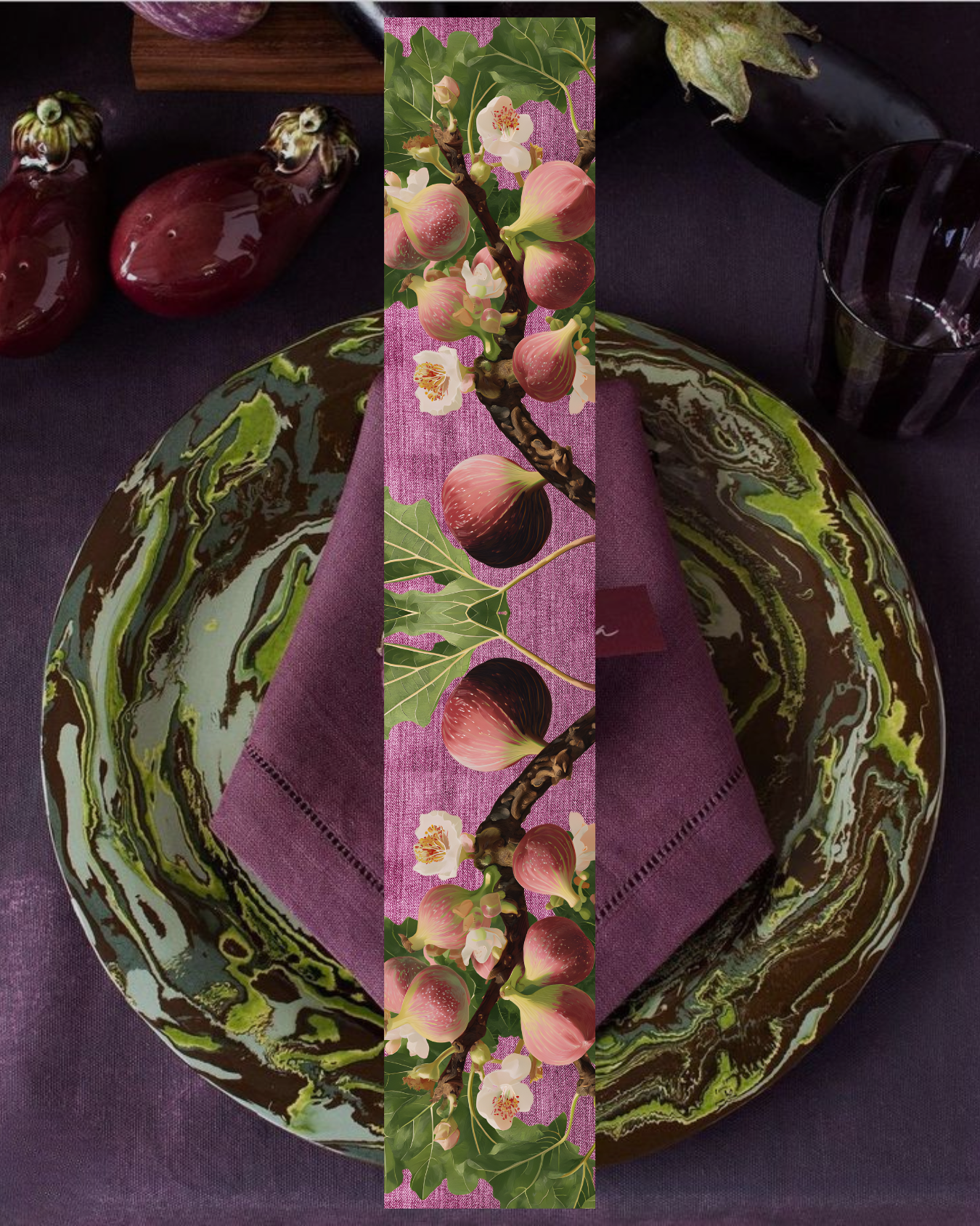 Table Runner - Purple Figs - Hannah Claire Creations