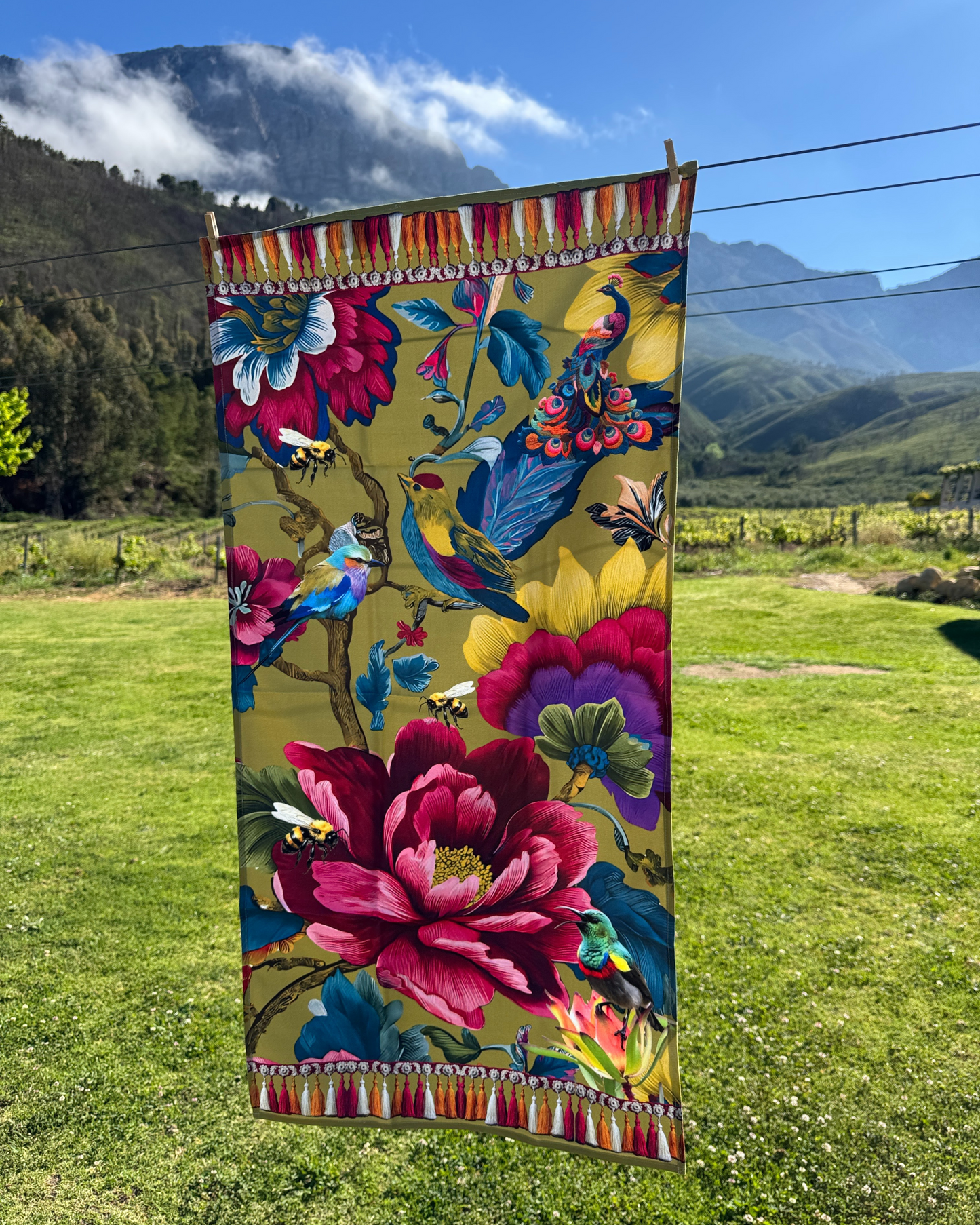 Birds On Mustard Yellow - Guest Bathroom Towel