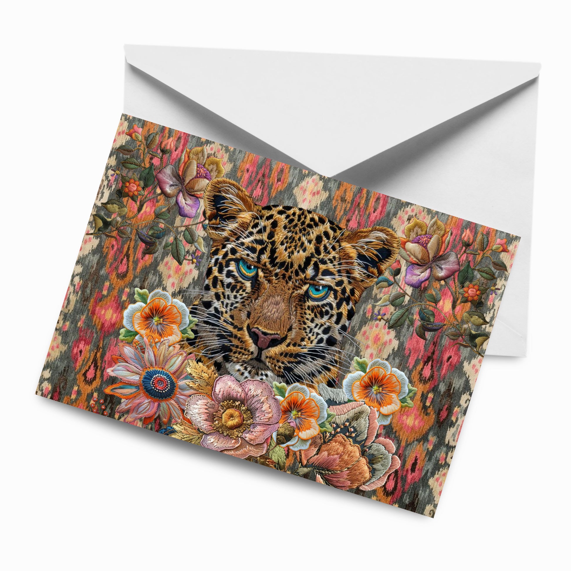 Ikat Leopard & Flowers - Hannah Claire Creations