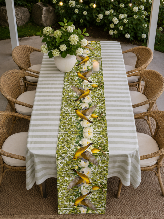 Table Runner - Birds & Lemons - Hannah Claire Creations