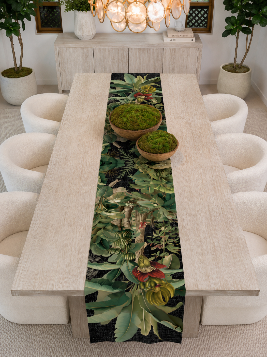 Table Runner - Palms On Black - Hannah Claire Creations
