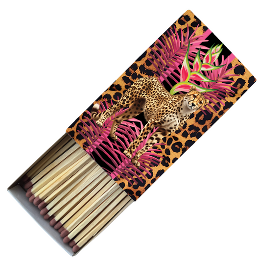 Safety Match Box - Cheetah On Stripe - Hannah Claire Creations