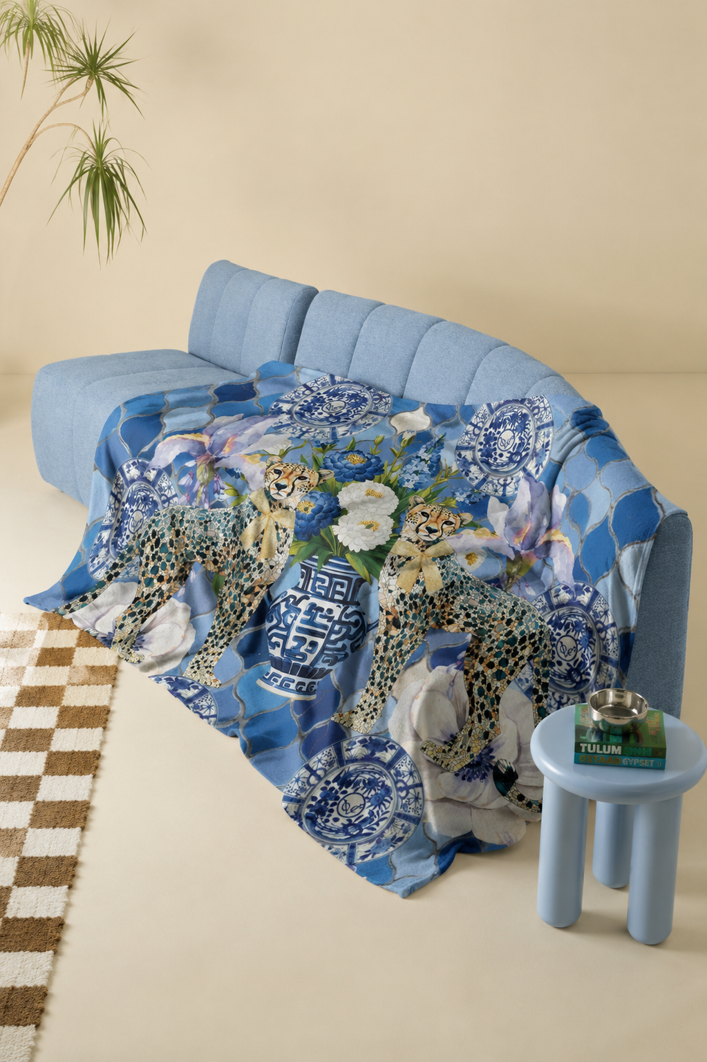 Two Cheetahs & Vase- Fleece Blanket - Hannah Claire Creations