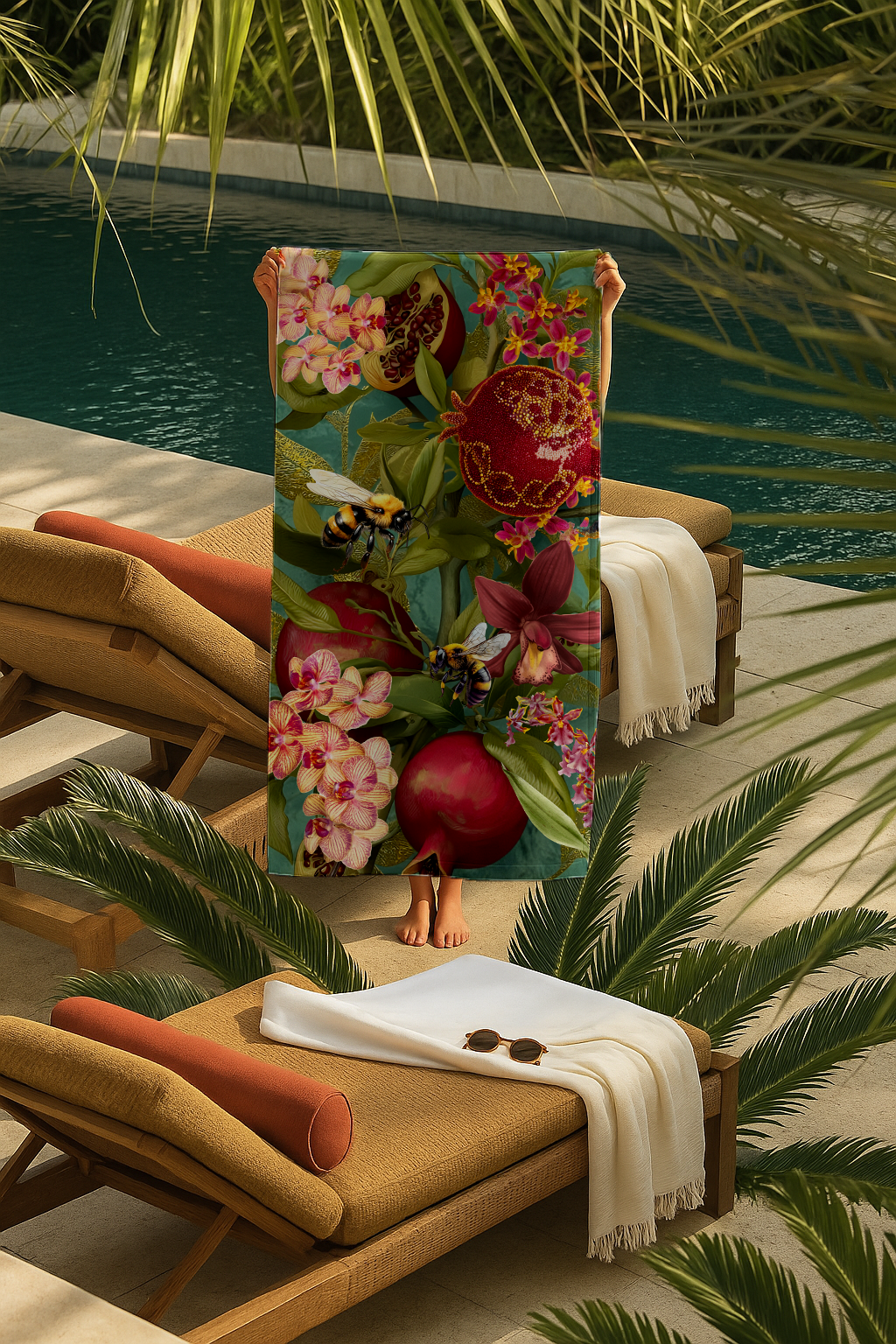 Pomegranates & Bees - Beach Towel
