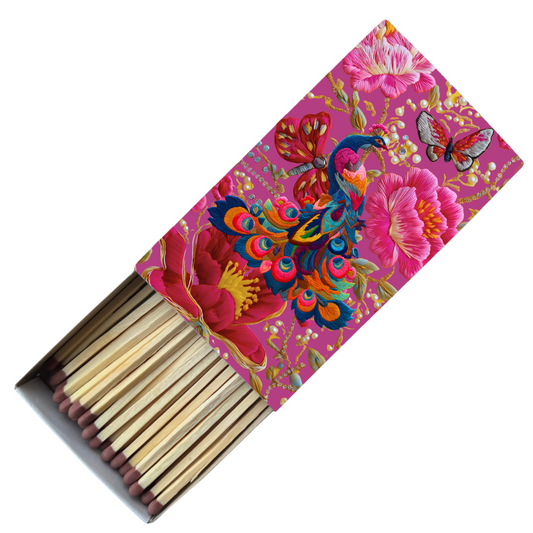 Safety Match Box - Embroidered Peacock - Hannah Claire Creations