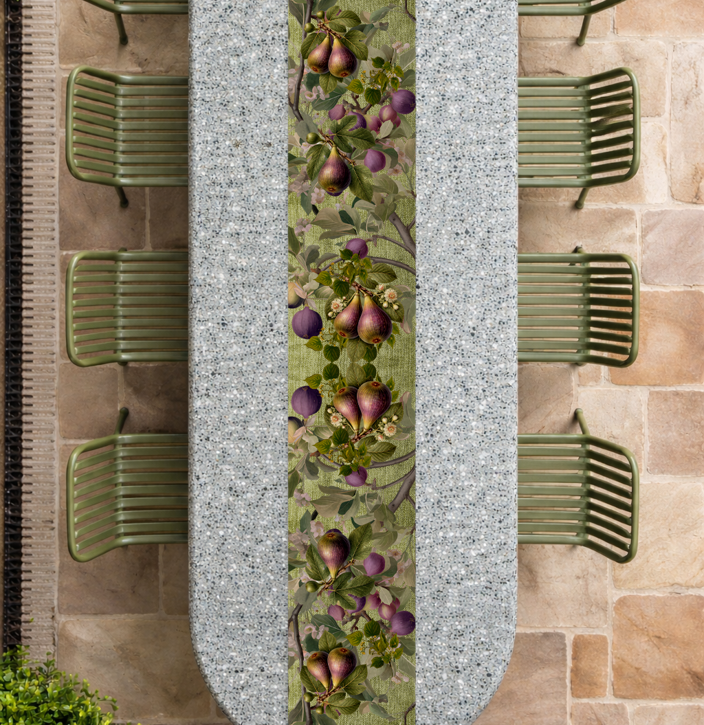 Table Runner - Figs On Green - Hannah Claire Creations