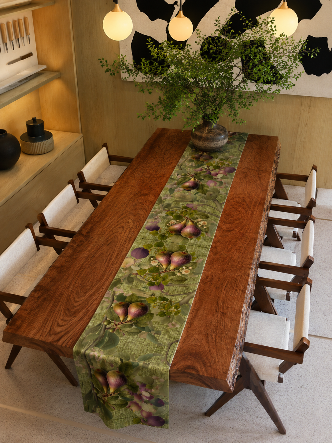 Table Runner - Figs On Green - Hannah Claire Creations