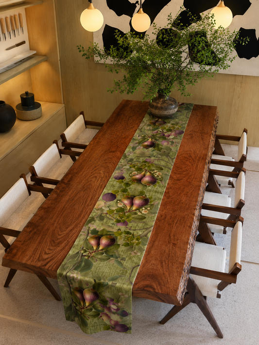 Table Runner - Figs On Green - Hannah Claire Creations