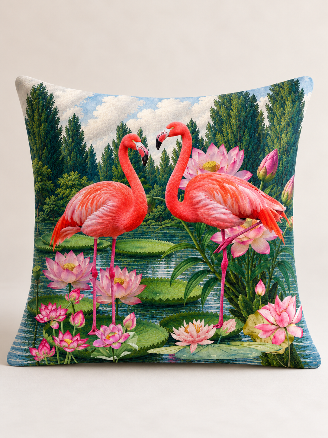 Flamingos In The Lotus Pond