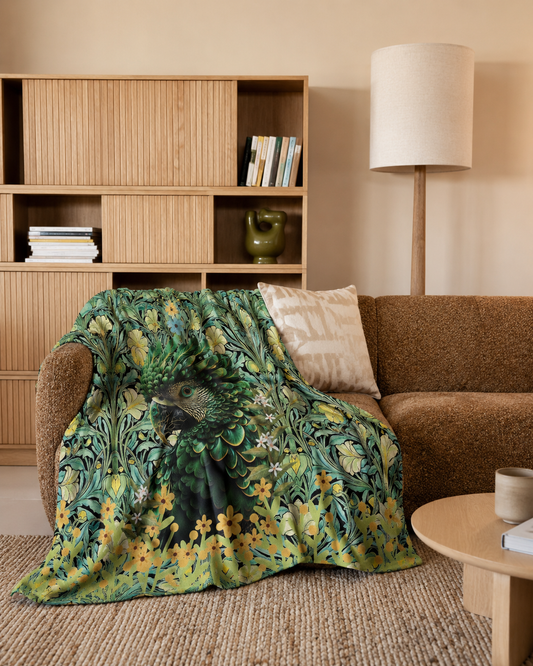 Green Parrot - Fleece Blanket - Hannah Claire Creations