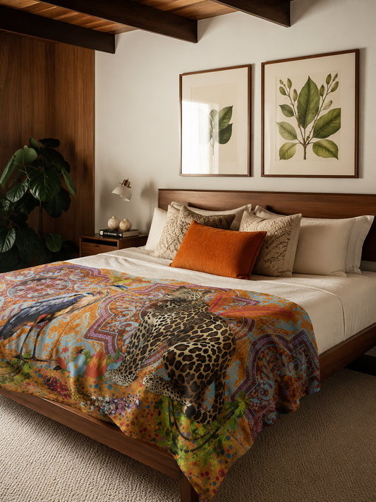 Leopard & Hornbill - Fleece Blanket - Hannah Claire Creations